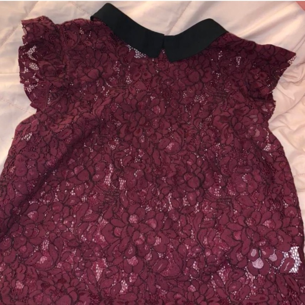 See through lace shirt with a Peter Pan collar